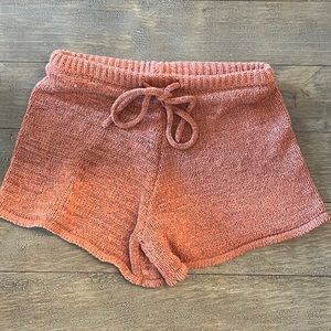 Pink lily knit, lounge shorts